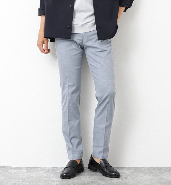 NOLLEY'S goodman「《ビジカジ対応》【COOLMOTION】シャークスキン 接触冷感スリムフィット 25SS」|チノ|サックス