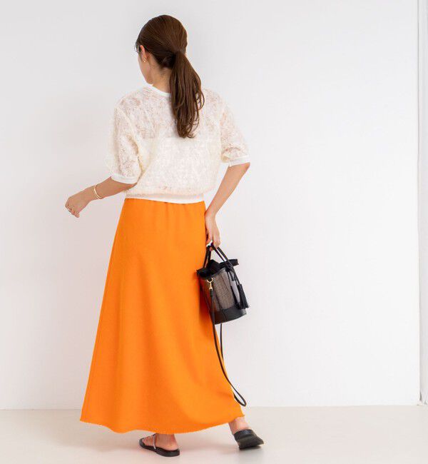 NOLLEY'S「《手洗い可能》シフォン刺繍生地クルーネックカーディガン」|カーディガン|