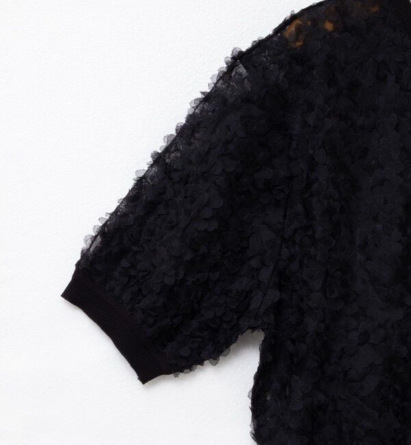 NOLLEY'S「《手洗い可能》シフォン刺繍生地クルーネックカーディガン」|カーディガン|