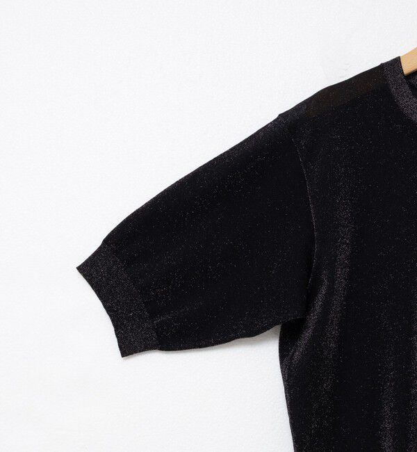 NOLLEY'S「《手洗い可能》《アンサンブル対応》シアーラメ天竺5分袖プルオーバーニット」|ニット・セーター|