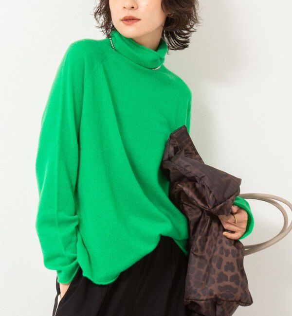 Rie Miller「【WEB&一部店舗限定】PUREカシミヤタートルネックニット」|ニット・セーター|グリーン