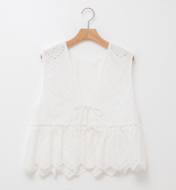 MAQWEL「【MAQWEL/マクウェル】《セットアップ対応》ウォッシャブルエンブロイダリーレースベスト」|ベスト・ジレ|