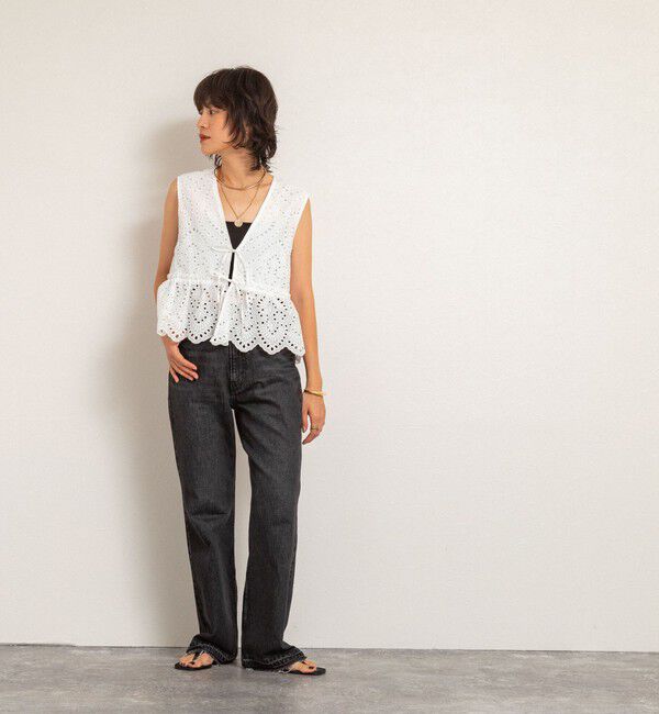 MAQWEL「【MAQWEL/マクウェル】《セットアップ対応》ウォッシャブルエンブロイダリーレースベスト」|ベスト・ジレ|