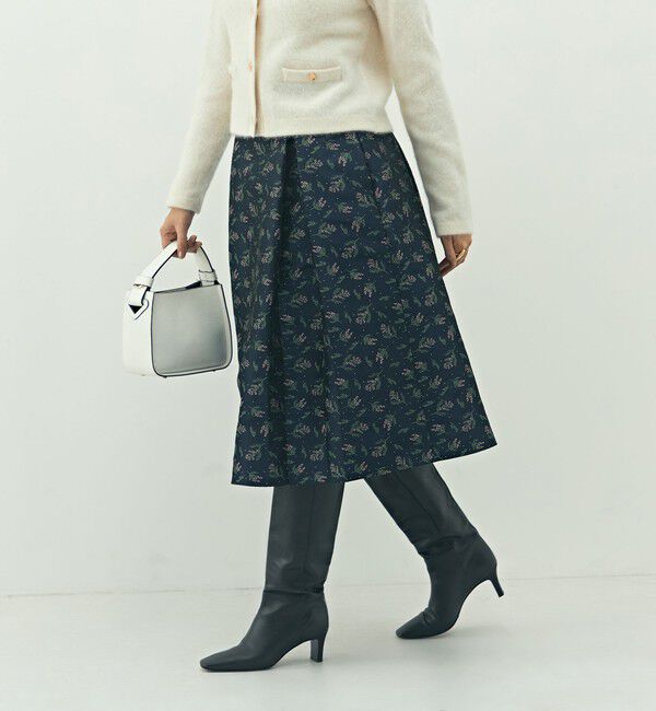 NOLLEY'S「ウォッシャブル花柄ジャガードタックスカート」|フレア|ブルー系その他6