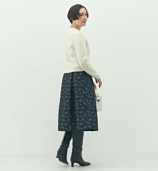 NOLLEY'S「ウォッシャブル花柄ジャガードタックスカート」|フレア|