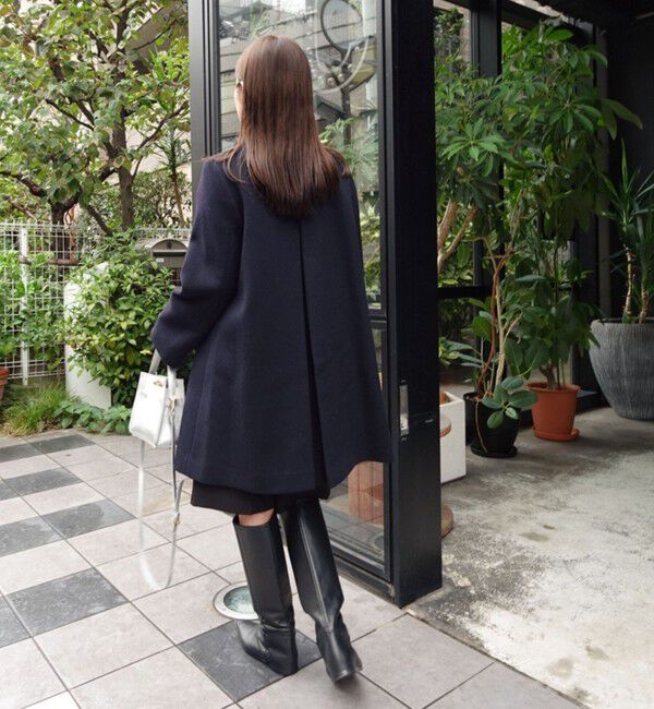 NOLLEY'S「ブローチ付きAラインノーカラーコート」|ノーカラーコート|