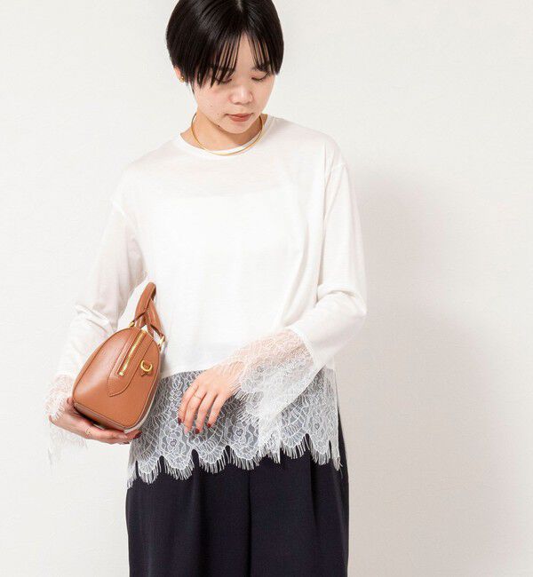 NOLLEY'S sophi「ウォッシャブルレース切替ロンT」|Tシャツ・カットソー|