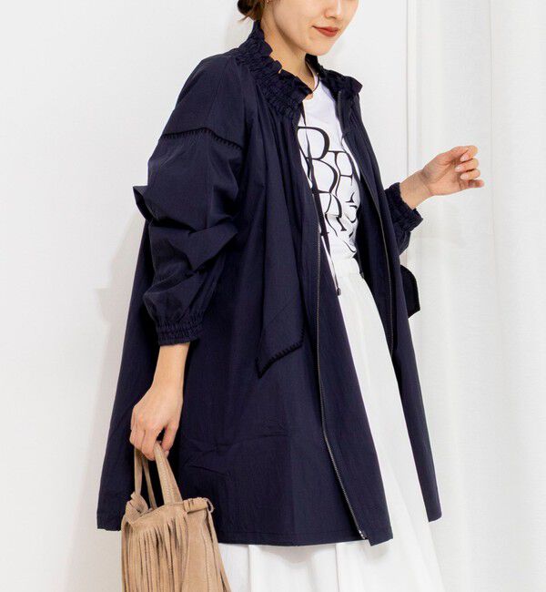 NOLLEY'S「【MARILYN MOON/マリリーンムーン】ウォッシャブルシャーリングギャザーブルゾン」|ブルゾン・スタジャン|ネイビー