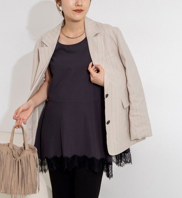 NOLLEY'S「【WEB限定】ウォッシャブルヘムレースサテンタンク」|タンクトップ|