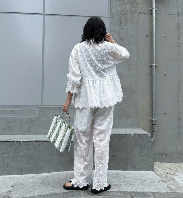 fredy emue「3D刺繍スカラップイージーパンツ」|チノ|