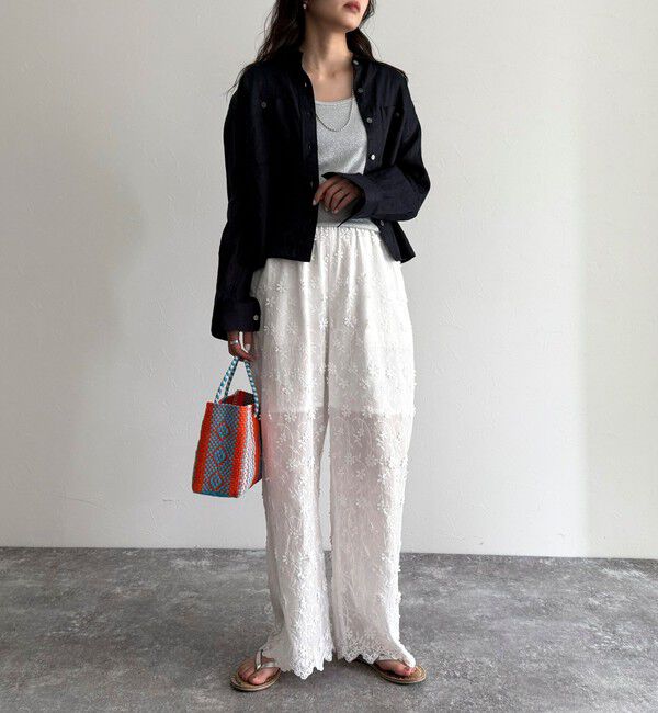 fredy emue「3D刺繍スカラップイージーパンツ」|チノ|