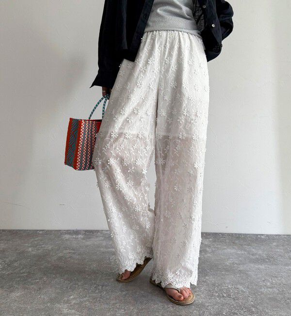 fredy emue「3D刺繍スカラップイージーパンツ」|チノ|