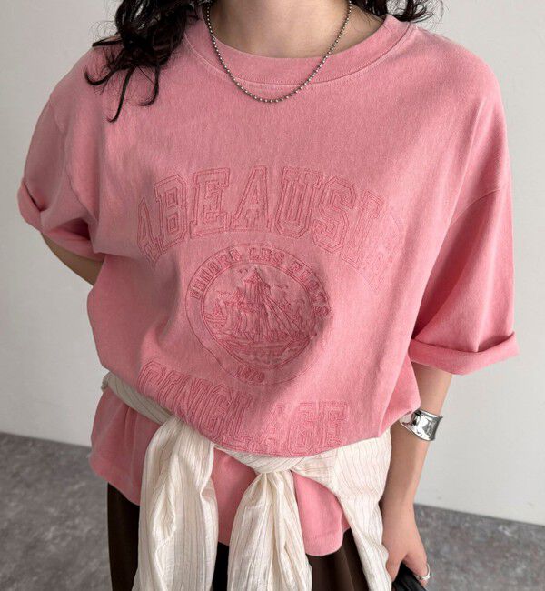 fredy emue「ピグメント刺繍クロップドTシャツ」|Tシャツ・カットソー|