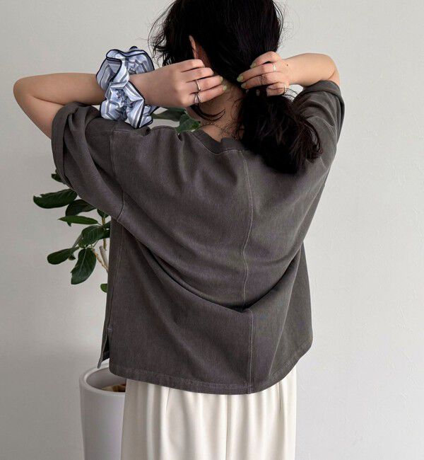 fredy emue「ピグメント刺繍クロップドTシャツ」|Tシャツ・カットソー|