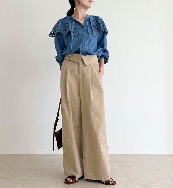 fredy emue「エンブロイダリーケープカラーデニムブラウス」|シャツ・ブラウス|