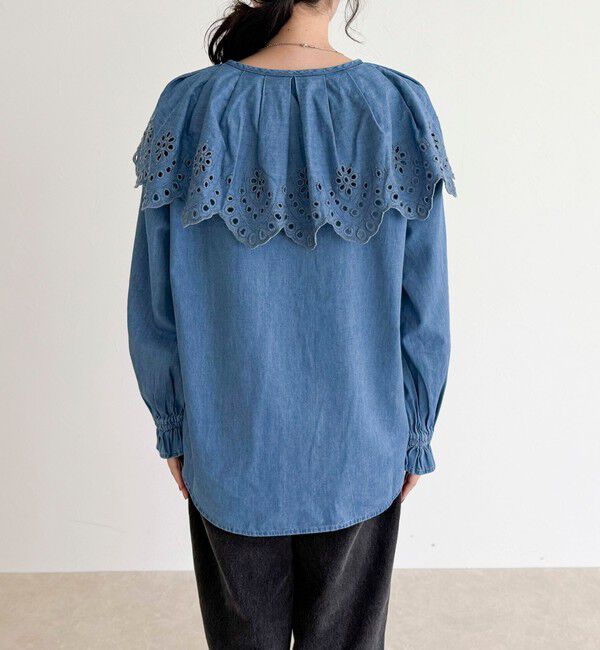 fredy emue「エンブロイダリーケープカラーデニムブラウス」|シャツ・ブラウス|