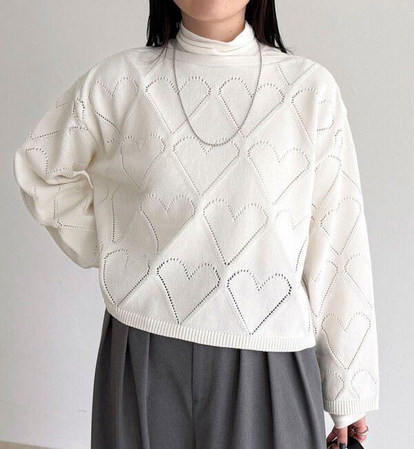 fredy emue「LINEN混ハート透かし柄ニット」|ニット・セーター|