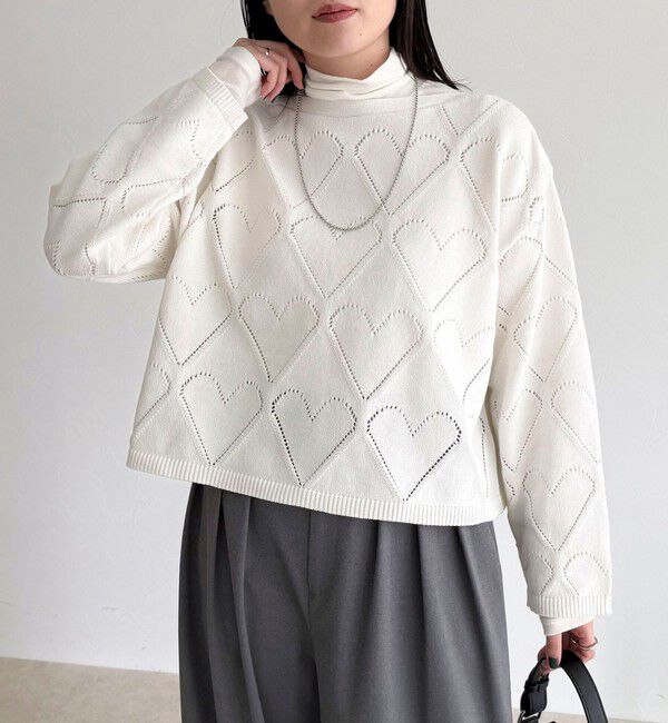 fredy emue「LINEN混ハート透かし柄ニット」|ニット・セーター|