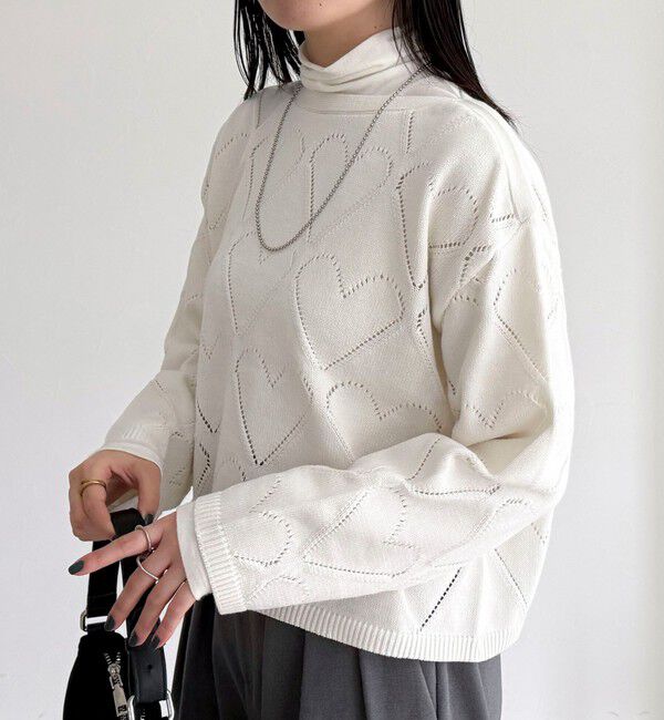 fredy emue「LINEN混ハート透かし柄ニット」|ニット・セーター|