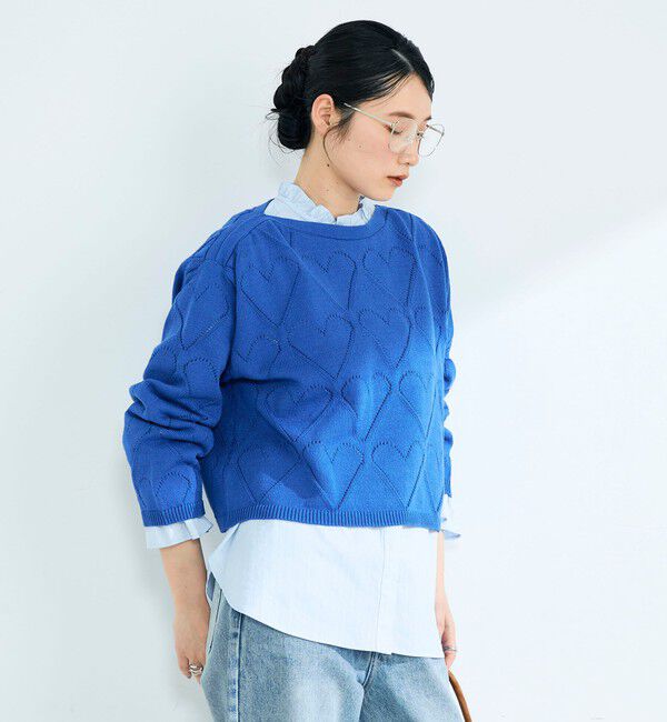 fredy emue「LINEN混ハート透かし柄ニット」|ニット・セーター|