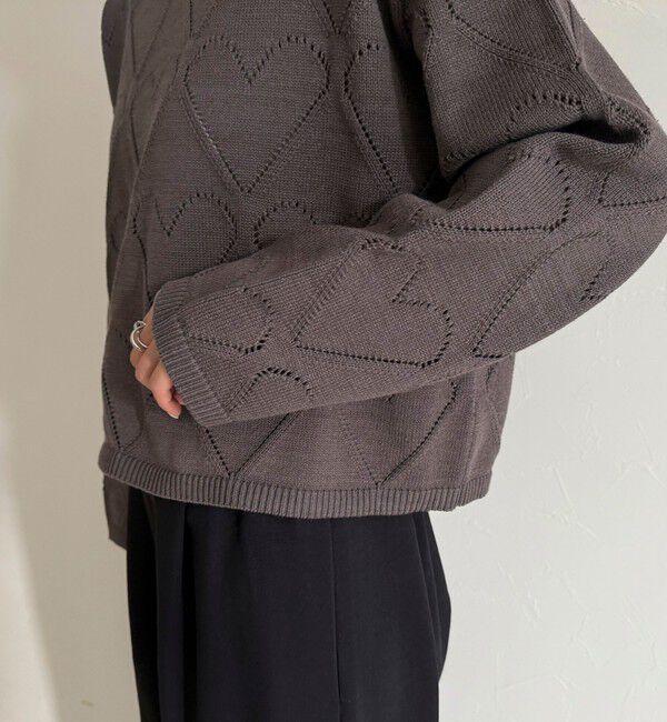 fredy emue「LINEN混ハート透かし柄ニット」|ニット・セーター|