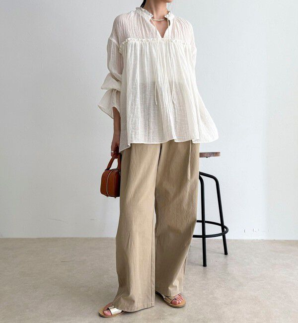 fredy emue「LINEN混シアー楊柳ブラウス」|シャツ・ブラウス|