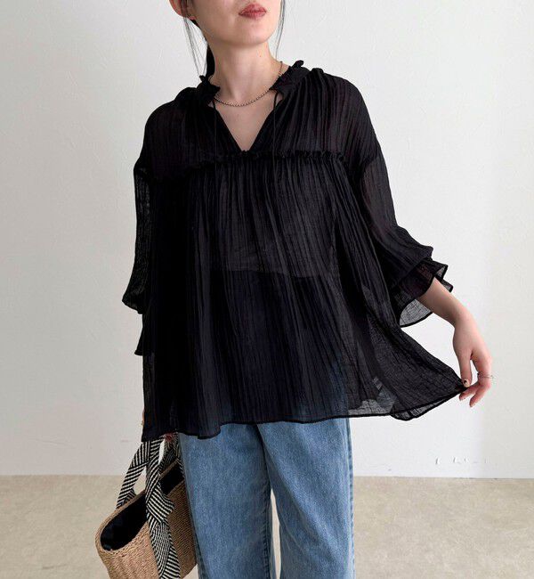 fredy emue「LINEN混シアー楊柳ブラウス」|シャツ・ブラウス|