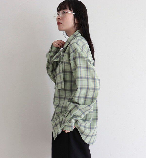 fredy emue「チェック柄ビッグボウタイブラウス」|シャツ・ブラウス|
