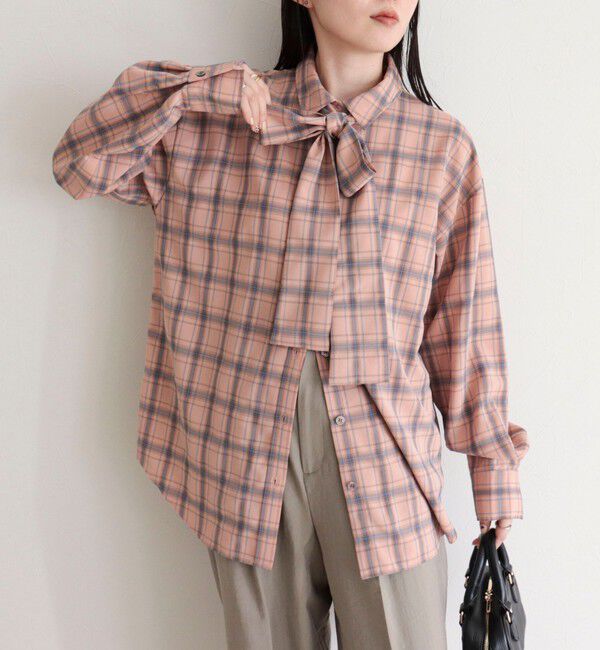 fredy emue「チェック柄ビッグボウタイブラウス」|シャツ・ブラウス|