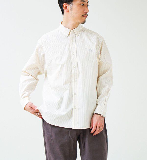 GLOSTER「【BOY ASTLAD刺繍】ボタンダウンシャツ ストライプ/チェック」|シャツ・ブラウス|ホワイト系その他