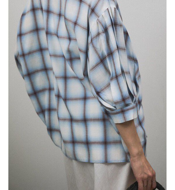 SALON adam et rope'「オンブレチェック ボリュームスリーブブラウス」|シャツ・ブラウス|