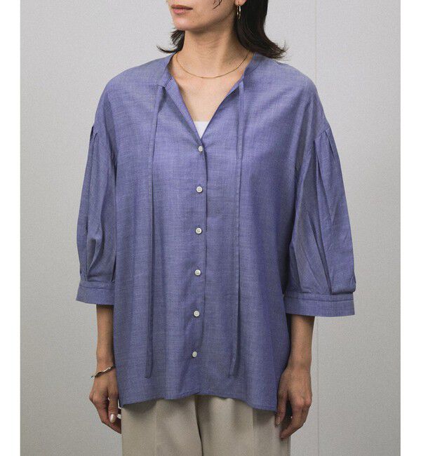 SALON adam et rope'「オンブレチェック ボリュームスリーブブラウス」|シャツ・ブラウス|