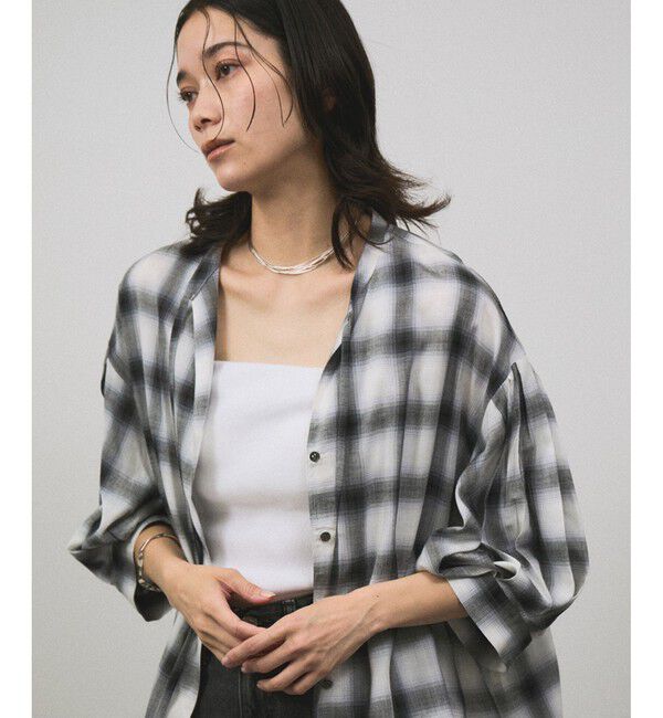 SALON adam et rope'「オンブレチェック ボリュームスリーブブラウス」|シャツ・ブラウス|