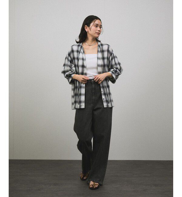 SALON adam et rope'「オンブレチェック ボリュームスリーブブラウス」|シャツ・ブラウス|