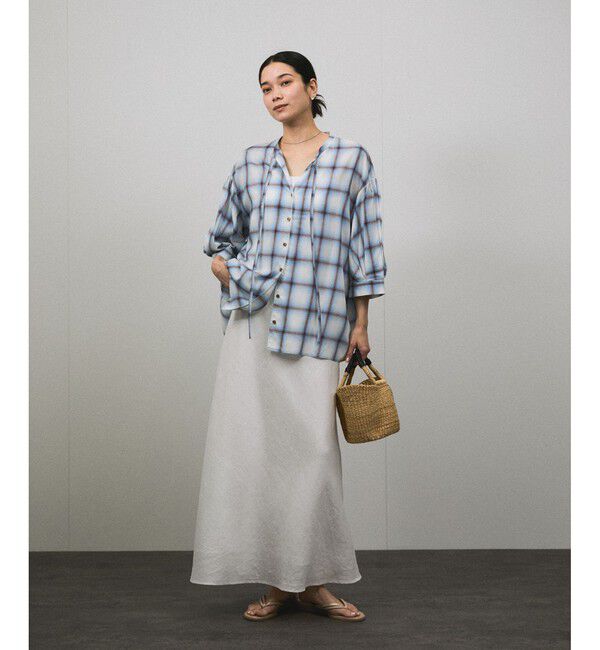 SALON adam et rope'「オンブレチェック ボリュームスリーブブラウス」|シャツ・ブラウス|