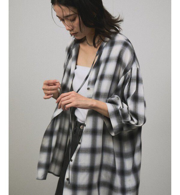 SALON adam et rope'「オンブレチェック ボリュームスリーブブラウス」|シャツ・ブラウス|