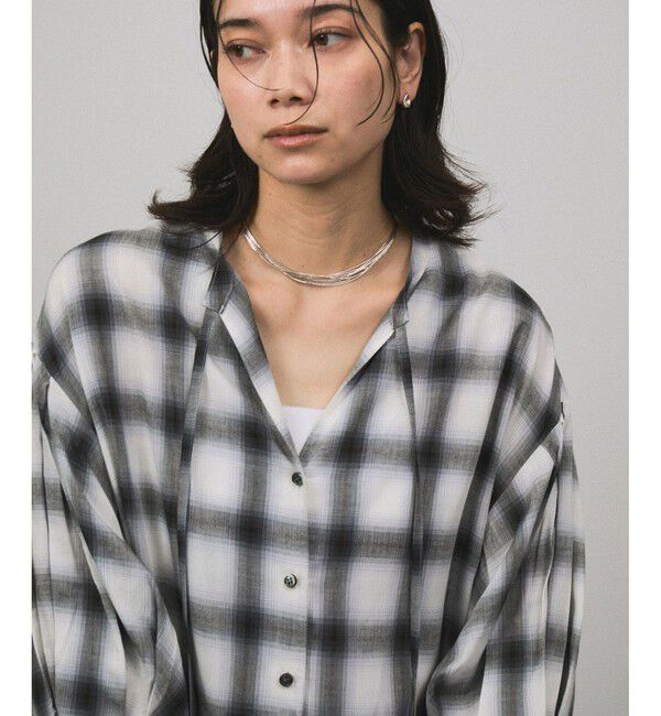 SALON adam et rope'「オンブレチェック ボリュームスリーブブラウス」|シャツ・ブラウス|