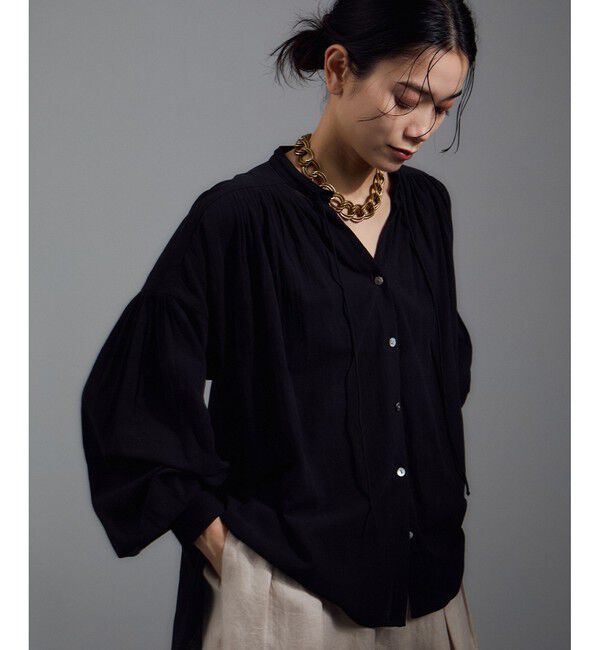 SALON adam et rope'「ボリュームスリーブVネックブラウス」|シャツ・ブラウス|