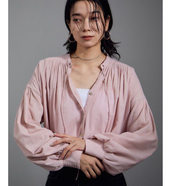 SALON adam et rope'「ボリュームスリーブVネックブラウス」|シャツ・ブラウス|