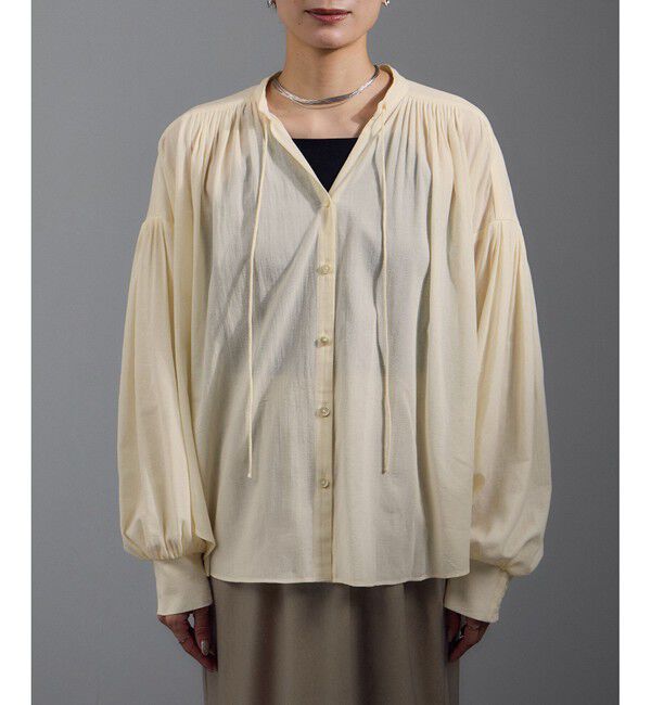 SALON adam et rope'「ボリュームスリーブVネックブラウス」|シャツ・ブラウス|