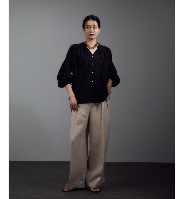 SALON adam et rope'「ボリュームスリーブVネックブラウス」|シャツ・ブラウス|