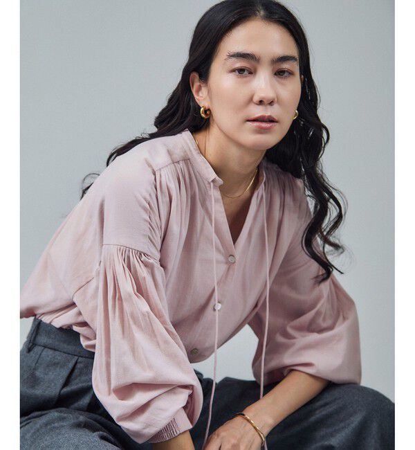 SALON adam et rope'「ボリュームスリーブVネックブラウス」|シャツ・ブラウス|ピンク(63)