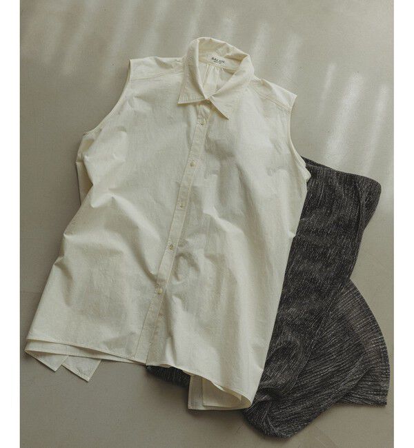 SALON adam et rope'「近江晒タイプライターノースリーブシャツ」|シャツ・ブラウス|