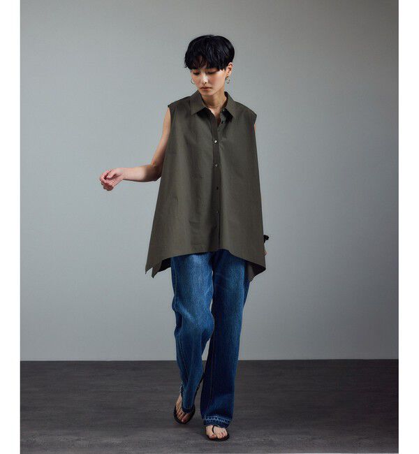 SALON adam et rope'「近江晒タイプライターノースリーブシャツ」|シャツ・ブラウス|