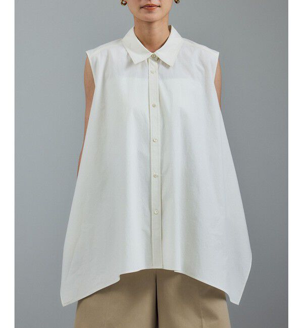 SALON adam et rope'「近江晒タイプライターノースリーブシャツ」|シャツ・ブラウス|