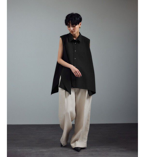 SALON adam et rope'「近江晒タイプライターノースリーブシャツ」|シャツ・ブラウス|