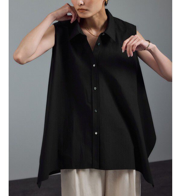 SALON adam et rope'「近江晒タイプライターノースリーブシャツ」|シャツ・ブラウス|