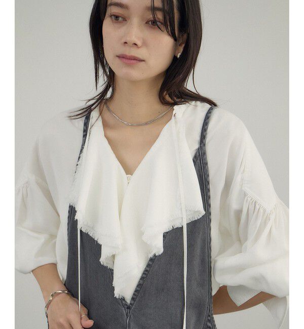 SALON adam et rope'「デニムライクラッフルフリルブラウス」|シャツ・ブラウス|オフホワイト(15)