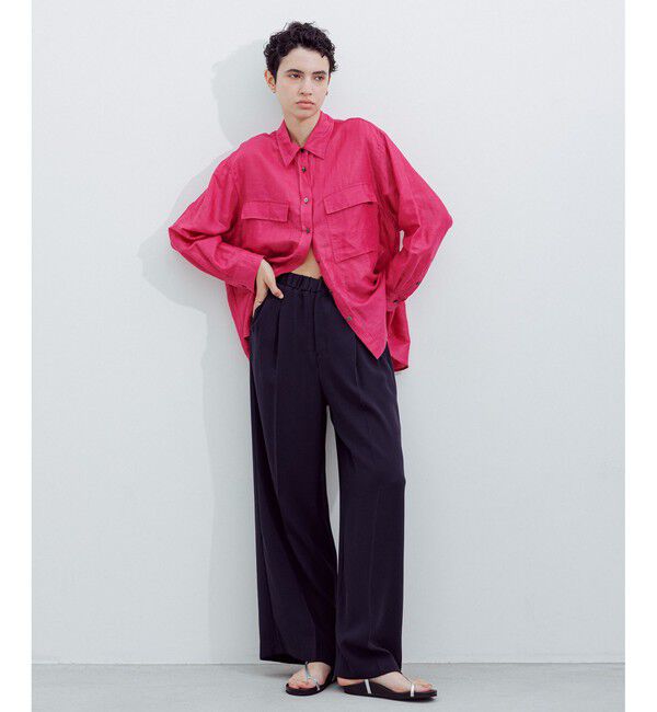 ROPE「ブライトリネン フラップシャツブラウス/洗える」|シャツ・ブラウス|