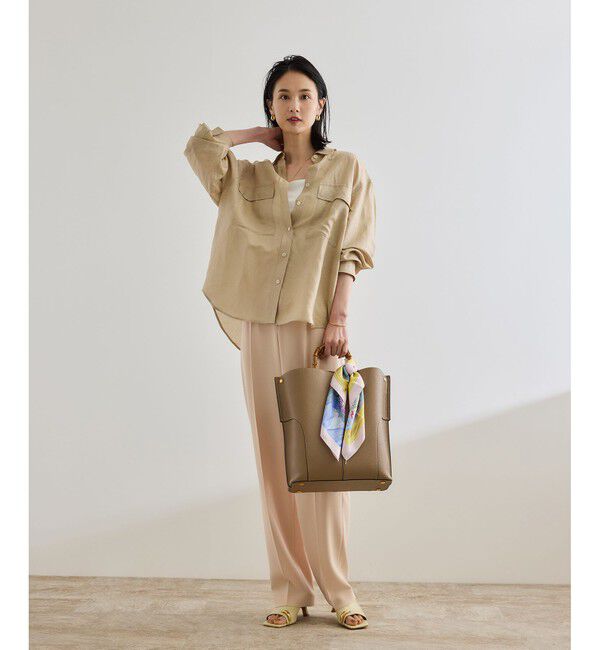 ROPE「ブライトリネン フラップシャツブラウス/洗える」|シャツ・ブラウス|